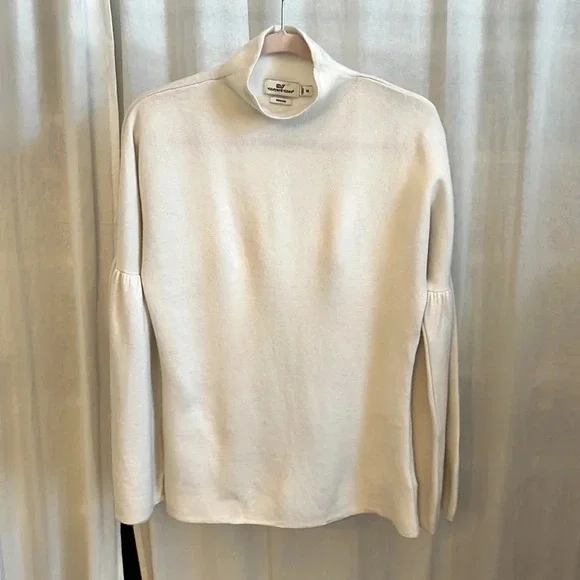 VINEYARD VINES NWOT Merino Wool Mock Neck Sweater Bell Sleeve, Size M - Picture 5 of 9